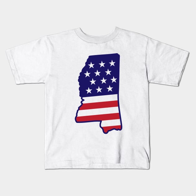 Mississippi State USA Map Kids T-Shirt by MARCHY